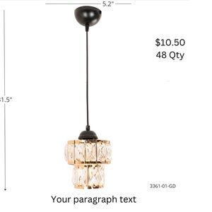 Elegant Gold and Crystal Pendant Light